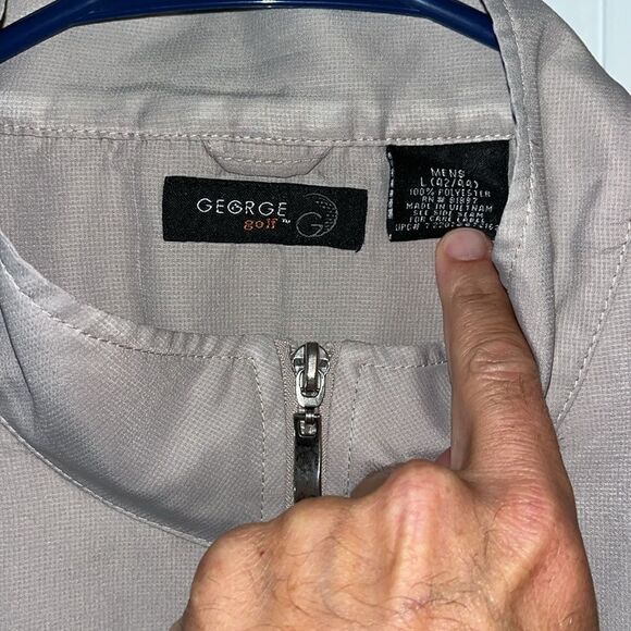 George Golf Jacket Mens Large Beige 1/2 zip Pullover Windbreaker Convertible L - Picture 2 of 4